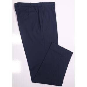 Pal Zileri Current Navy Blue Woven Wool Flat Front Slim Fit Dress Pants 36x31